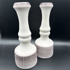 Pair of Israel Ceramic Vases Kibbutz Kfar Menachem Glazed Purplish Judaica Vase